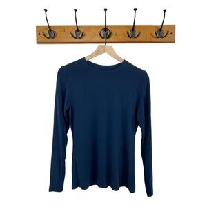 Cuddl Duds Long Sleeve Scoop Neck Jersey Knit Base Layer Undershirt. Blue Medium
